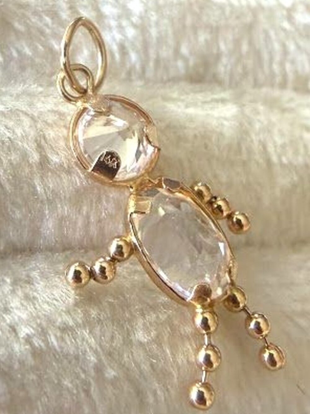 Vintage 14K Yellow Gold Birthstone Boy Charm (Cubic Zirconia / April) - Picture 4 of 5